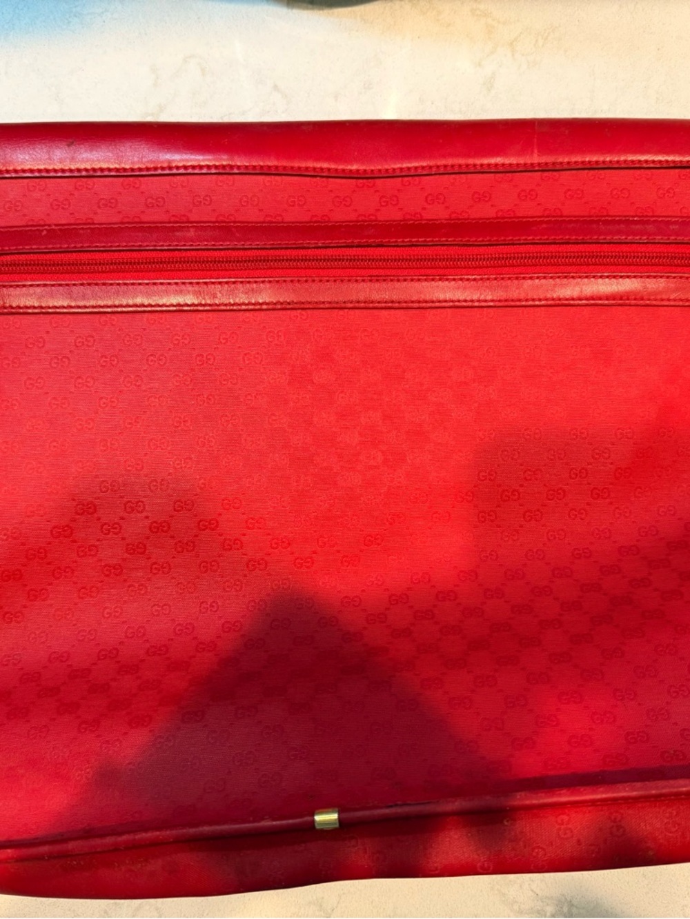 Vintage Gucci Beige and Red Leather Interior Zip portfolio bag - Picture 7 of 11